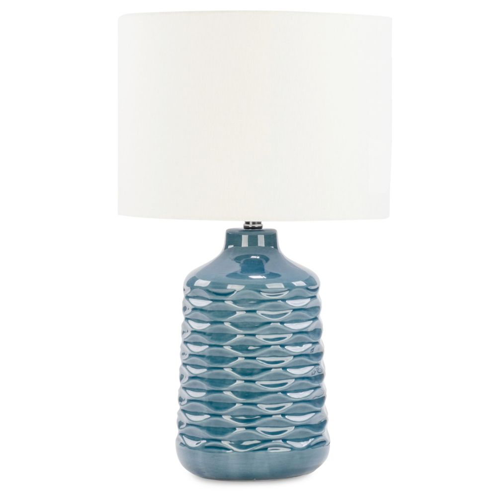 Lampe de table base texturée bleue
