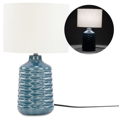 Lampe de table base texturée bleue