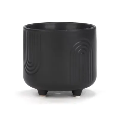 Black Ceramic Pot on Stand