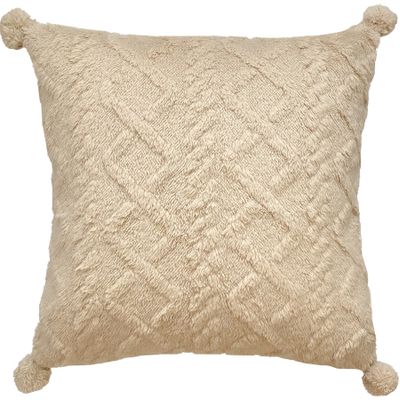 Cushion with taupe tassels