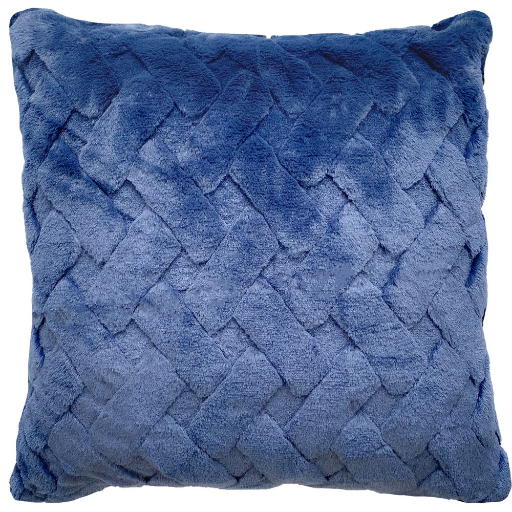 Coussin fausse fourrure bleu