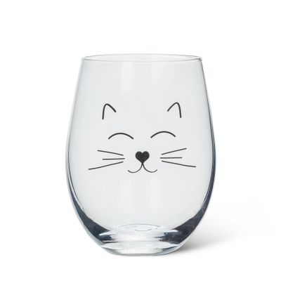 Verre à vin sans pied – Visage de chat