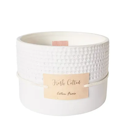 Ceramic candle and wood wick – Fresh cotton