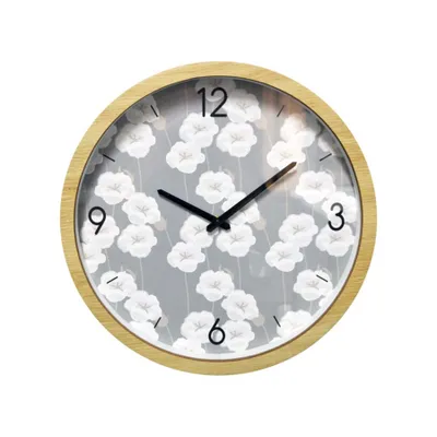 Horloge contour en bois – motifs fleurs