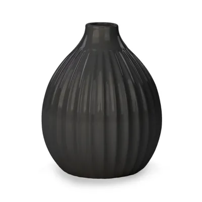 Black vase with stripes