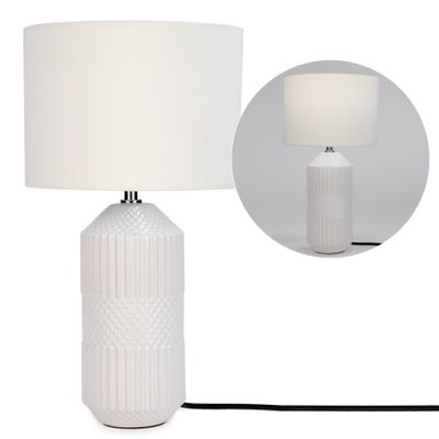 Lampe de table – Base texturée blanche