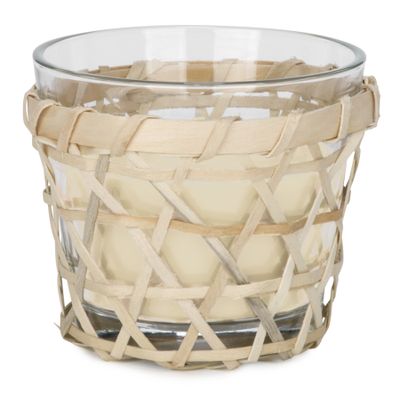 Glass and bamboo candle