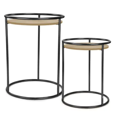 Black and wood side table