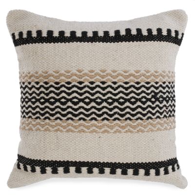 Black and natural woven cushion