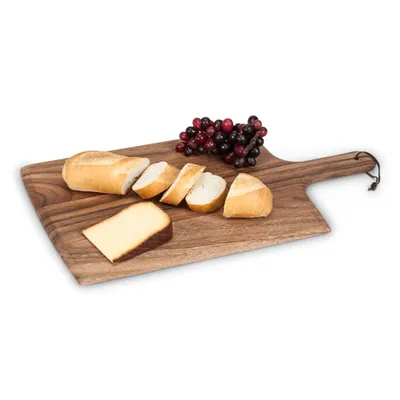 Rectangular serving board with acacia wood handle