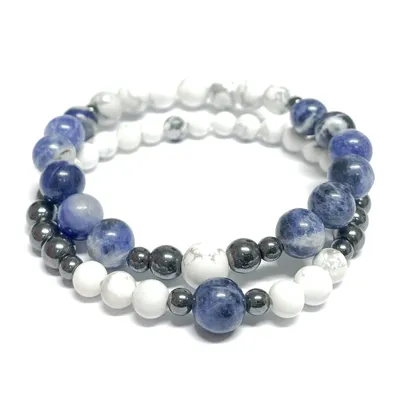 Duo bracelets – Agate bleu et howlite