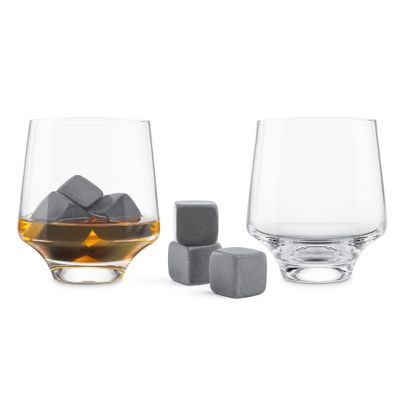 Set of 2 glasses with 6 ice cubes in soapstone