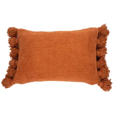 Rectangle Cushion with Tassels – Terracotta