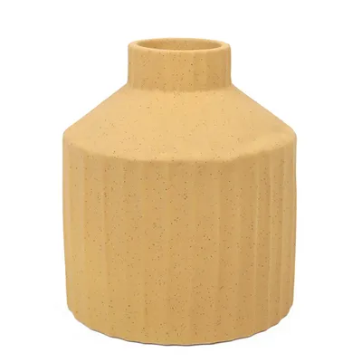 Pot en céramique jaune avec motifs lignés – Brea