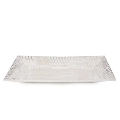 Decorative tray – Bleached with leaf patterns