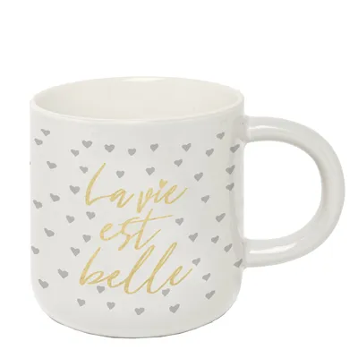 Mug with hearts – La vie est belle