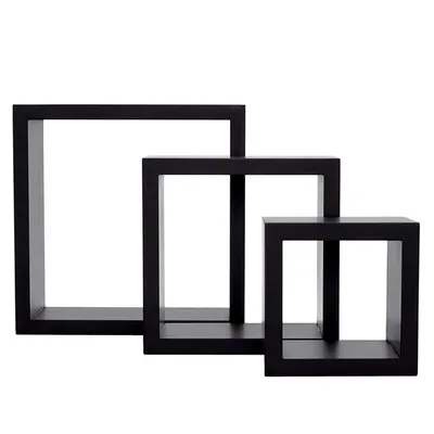 Set of 3 Wall Shelves – Black