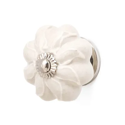 Poignée – fleur blanche en céramique