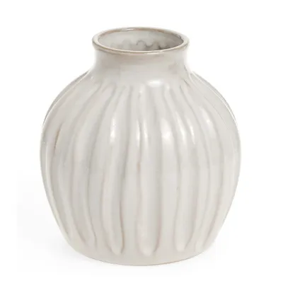 White Textured Round Vase