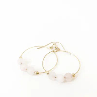 Gold Finish Earrings – Pink Stone