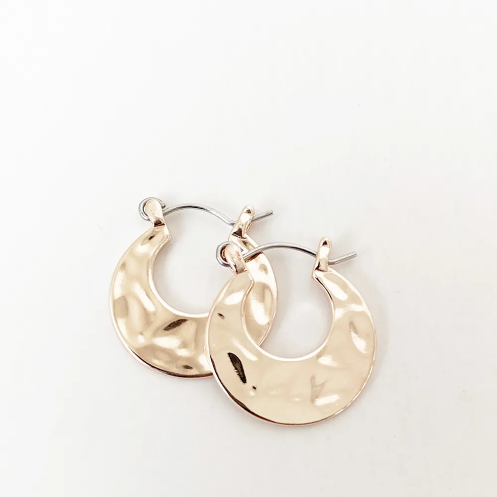Rose Gold Finish Earrings – Hammered Rings