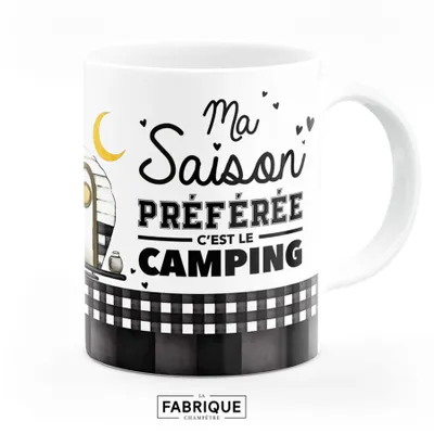 Text Mug – Saison Préférée Camping