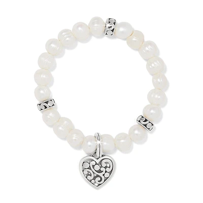 Contempo Heart Pearl Stretch Bracelet