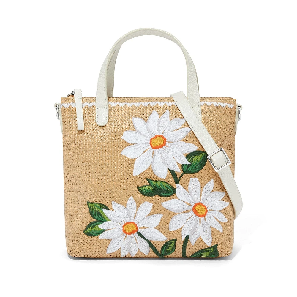 Daisy Dee Embroidery Straw Tote