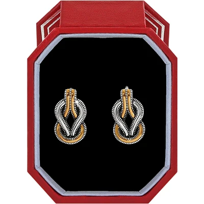 Interlok Harmony Two Tone Post Earrings Gift Box