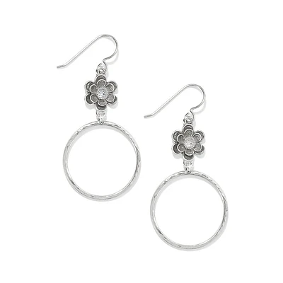 Metal Petal Hoop French Wire Earrings