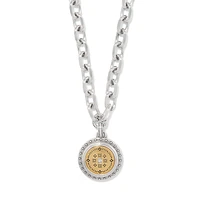 Mosaic Round Two Tone Pendant Necklace