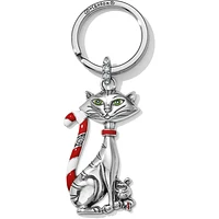 Candy Cane Cat Key Fob