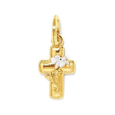 Gold Easter Lily Cross Charm