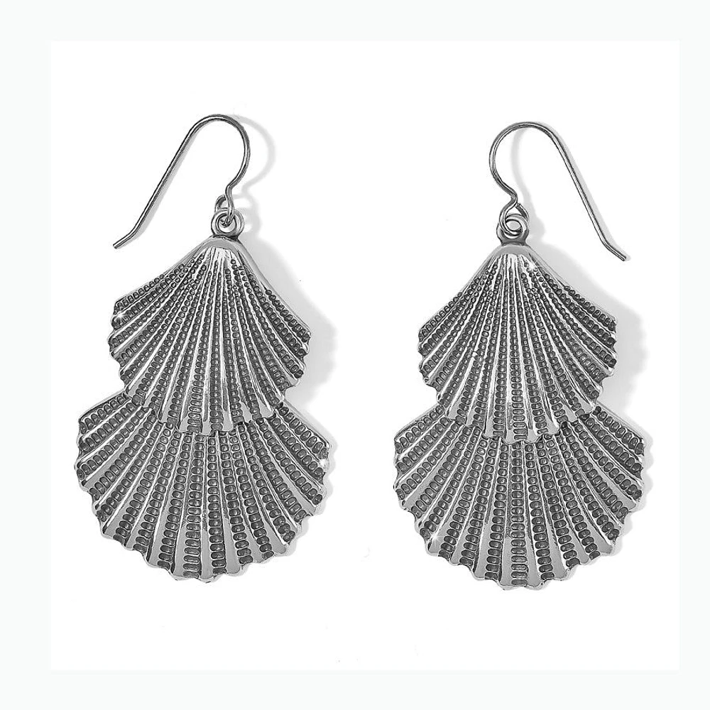 Silver Shells Two Tier French Wire Earrings