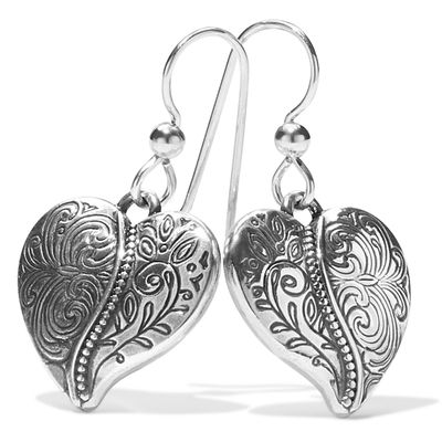 Ornate Heart French Wire Earrings