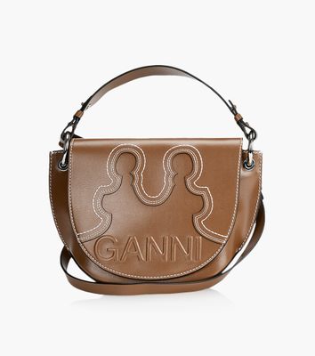 GANNI WESTERN RECYCLED LEATHER SADDLE BAG - Tan Leather | BrownsShoes