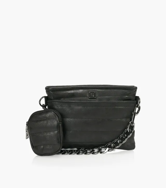 Think Royln Bum Bag Crossbody in Studded White Patent Leather