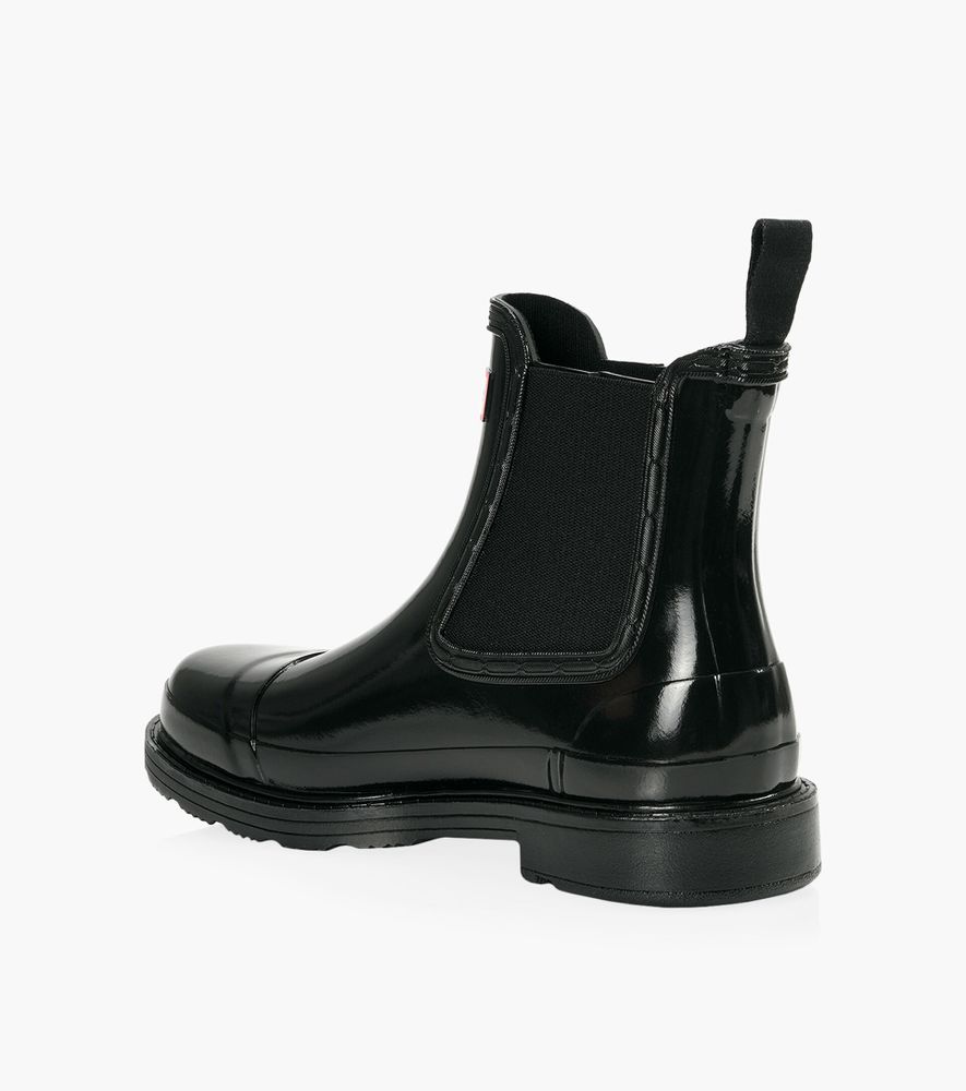 HUNTER COMMANDO GLOSS CHELSEA BOOTS - Black Rubber | BrownsShoes
