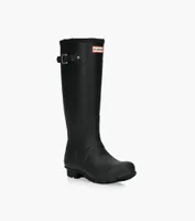 HUNTER WOMEN'S ORIGINAL TALL INSULATED RAIN BOOTS - Black Rubber | BrownsShoes