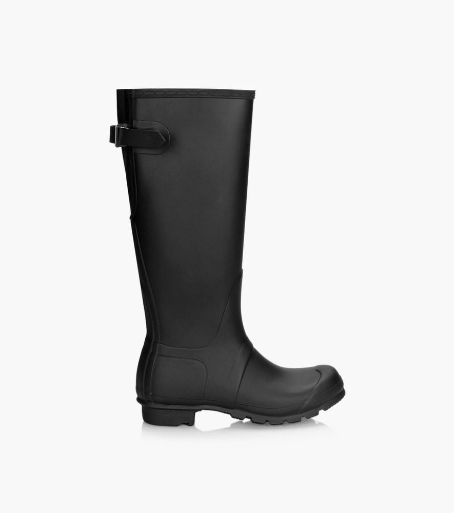 HUNTER ORIGINAL TALL BACK ADJUSTABLE RAIN BOOTS - Black Rubber | BrownsShoes