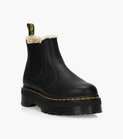 DR. MARTENS 2976 FAUX FUR LINED QUAD PLATFORM CHELSEA BOOTS - Black Leather | BrownsShoes