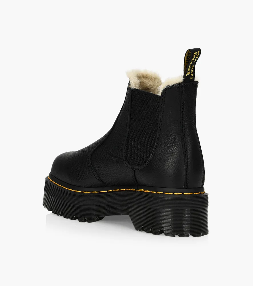 DR. MARTENS 2976 FAUX FUR LINED QUAD PLATFORM CHELSEA BOOTS - Black Leather | BrownsShoes