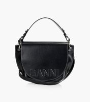 GANNI BANNER RECYCLED LEATHER SADDLE BAG - Black Leather | BrownsShoes