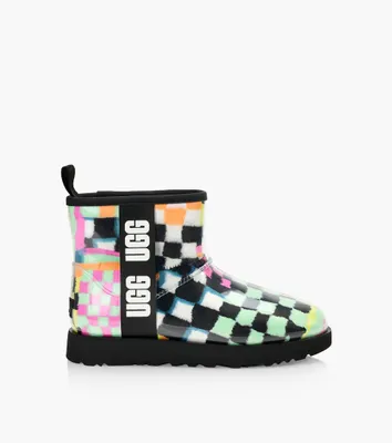 UGG CLASSIC CLEAR MINI CHECKS - Multicolour Synthetic | BrownsShoes