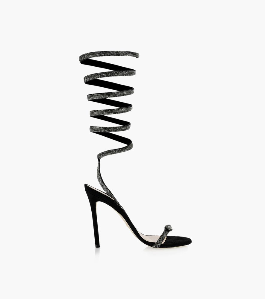 STUART WEITZMAN LILITH CRYSTAL 100 SANDAL - Black Leather | BrownsShoes