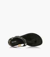 MICHAEL KORS MK PLATE THONG - Black Leather | BrownsShoes