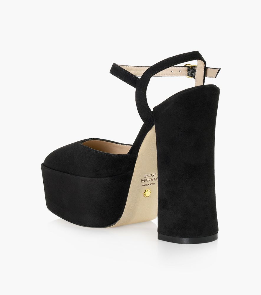 STUART WEITZMAN SKYHIGH 145 PLATFORM PUMP - Black Suede | BrownsShoes