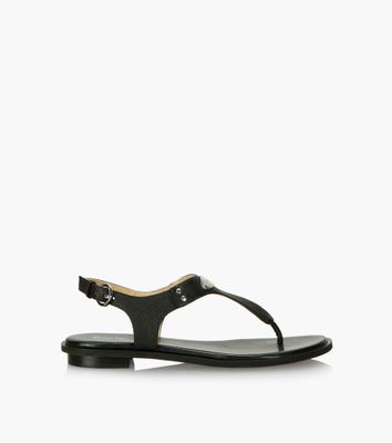 MICHAEL KORS MK PLATE THONG - Black Leather | BrownsShoes