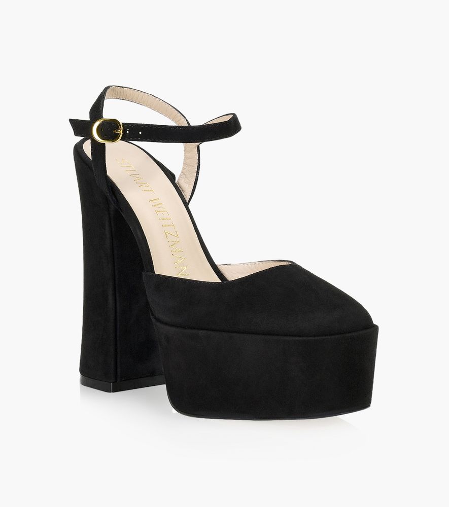 STUART WEITZMAN SKYHIGH 145 PLATFORM PUMP - Black Suede | BrownsShoes