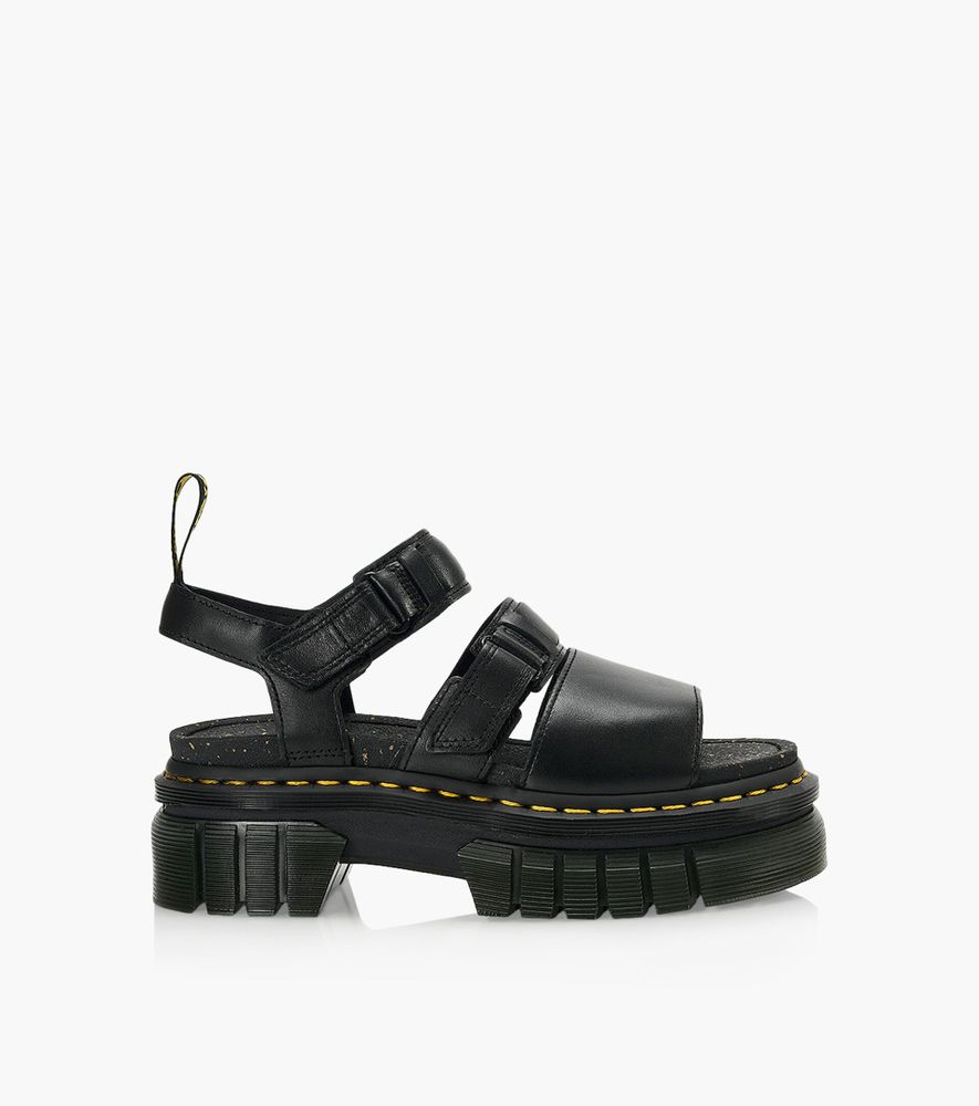 DR. MARTENS RICKI 3-STRAP SANDAL - Black Leather | BrownsShoes